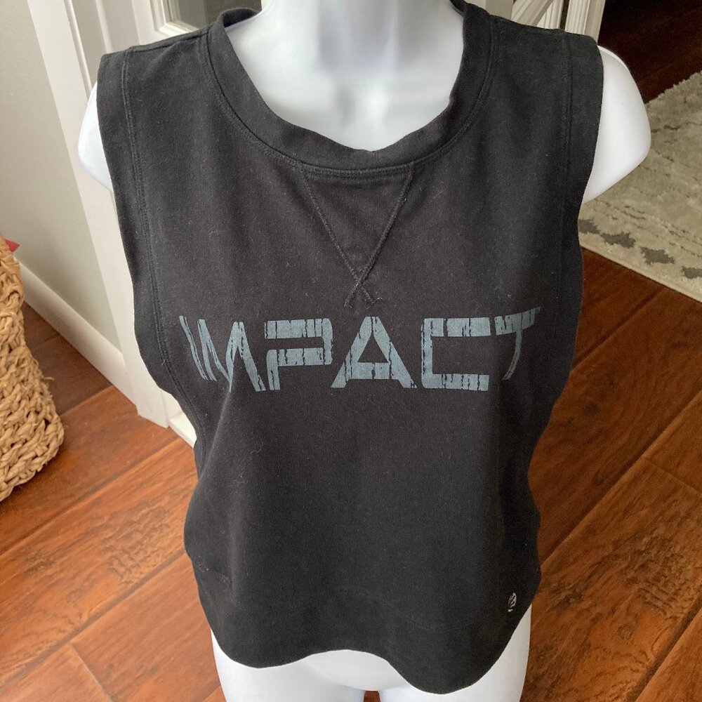 Jillian Michaels Impact Black Sleeveless Sweatshirt Athletic Top Small